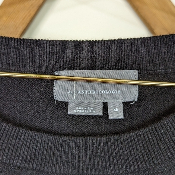 Anthropolgie Black and White Striped Dolman Bat Wing Crew Sweater - Picture 5 of 9